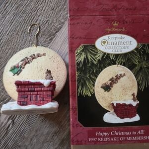 1997 Hallmark K.C.C. "Happy Christmas to All!" Santa Chimney Mouse Ornament